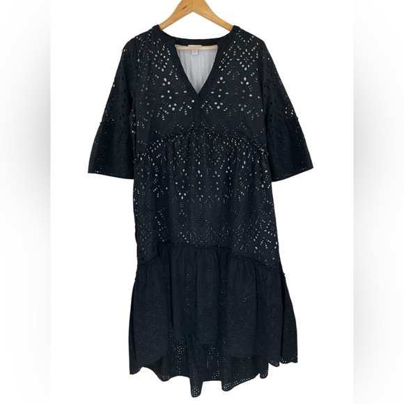 Sundance Selma Eyelet Midi Dress Black Ruffle Cotton Boho Women’s Size Medium - Picture 2 of 9